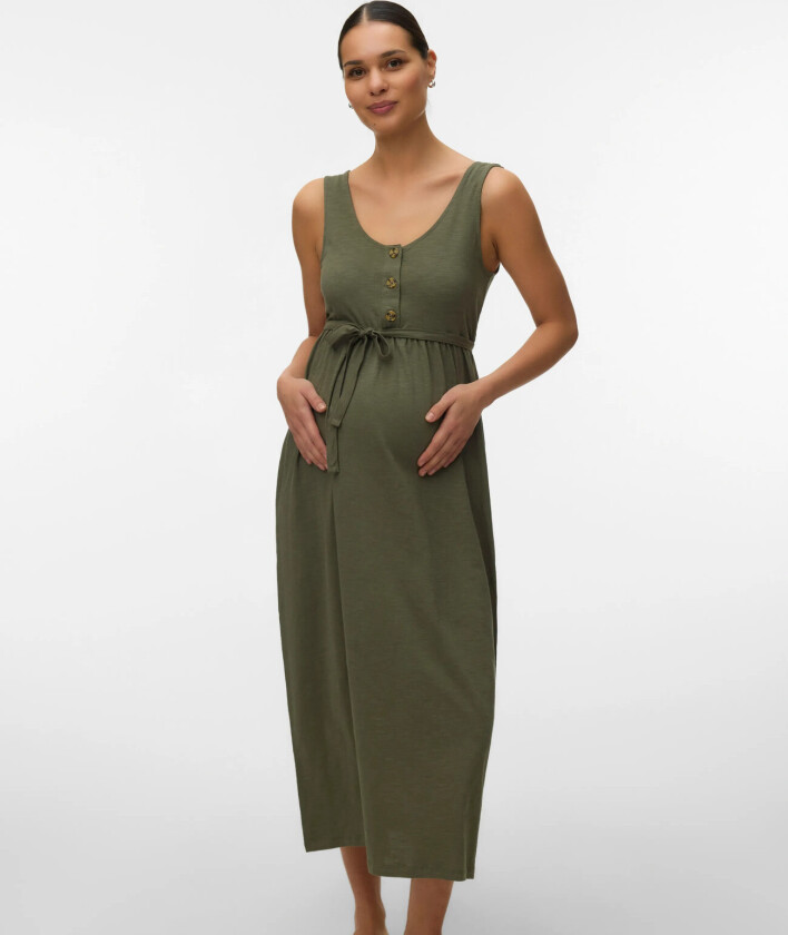 Mlivy Lia Sl Jrs Ankle Dress 2F Noos - Khaki green - XS