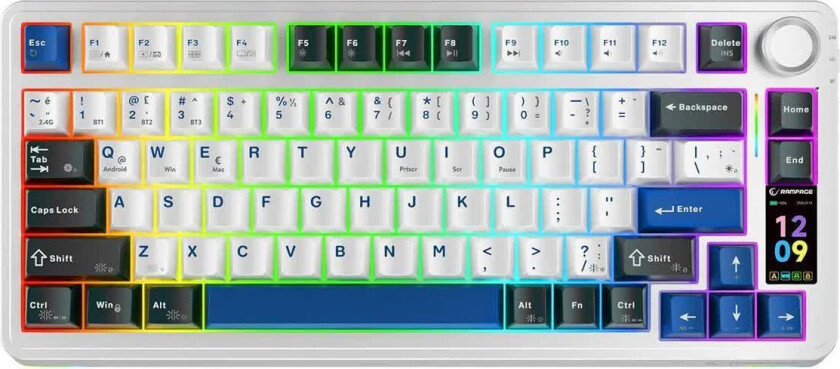 Quell Pro Mekanisk Tastatur - Tr??dl??s, Hotswap, Gasket, 2.4G + Bluetooth - Hvit