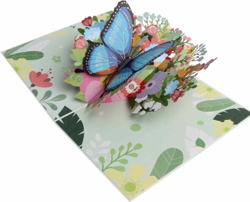 Bilde av Pop-up bursdagskort for kvinner, blå sommerfugl bursdagskort for mamma, utsøkt design 3D sommerfugl pop-up gratulasjonskort for kvinner Valentinsdag