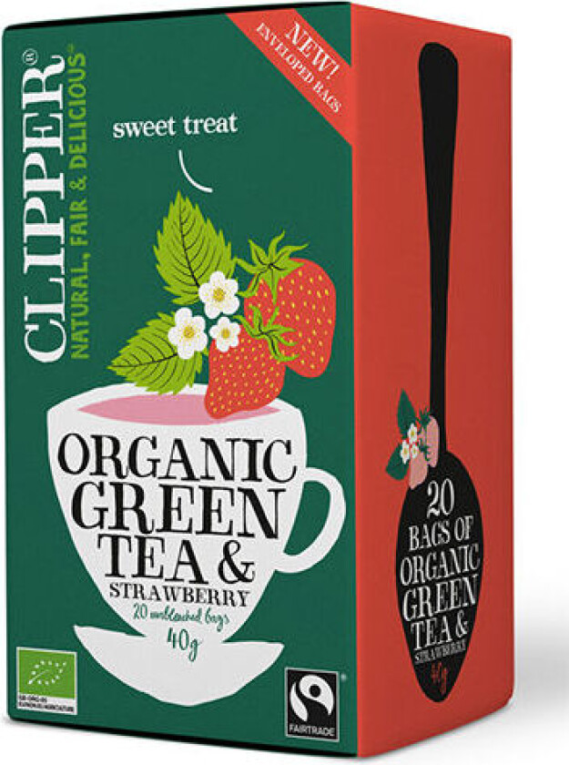 Grønn Te m. Jordbær Øko - 20 Poser