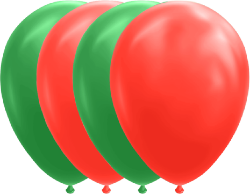 Ballonger, 10 stk Rød og Grønn