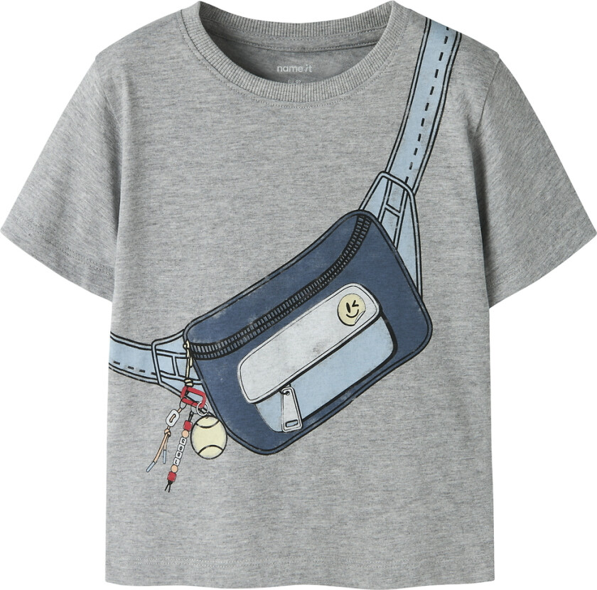 T-skjorte - NmmFum - Grey Melange - - 3 år (98) - T-skjorte