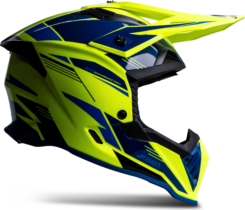 Crosshjelm Raven Morphous MX Blank Fluo gul/blåM
