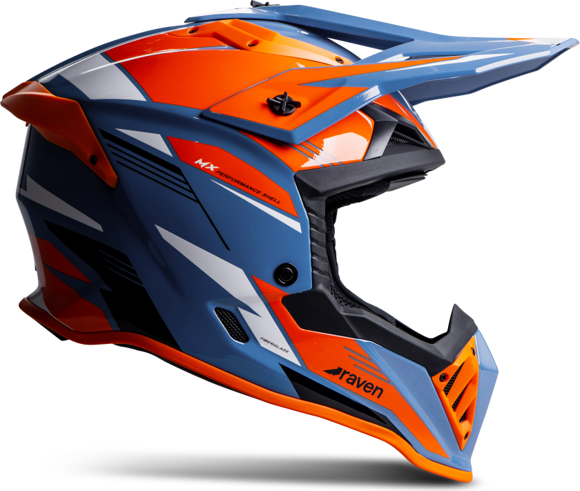 Crosshjelm Raven Morphous MX Blank blå/oransjeXS