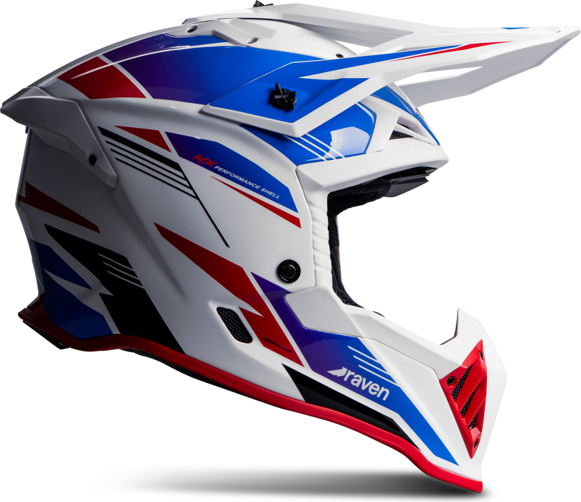 Crosshjelm Raven Morphous MX Glanset hvit/lilla/rødM