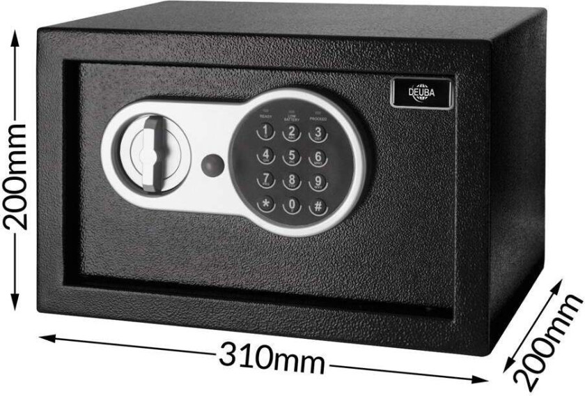 Bilde av Digital safe med tastatur og nøkkel, 31x20x20cm, ståldør
