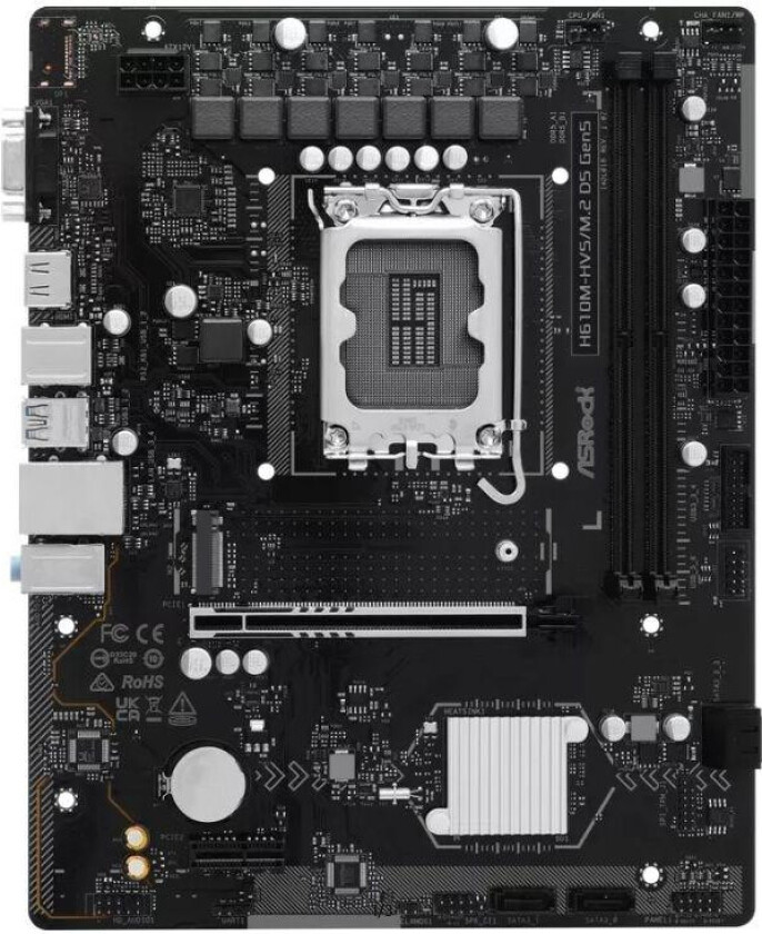 H610M-HVS/M.2 hovedkort - microATX, LGA 1700, DDR4, Gen5, M.2, PCIe 4.0, Intel H610 brikkesett