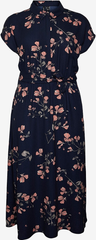 Maxikjole vmcNewhallie S/S Long Dress Exp Curve - Blå