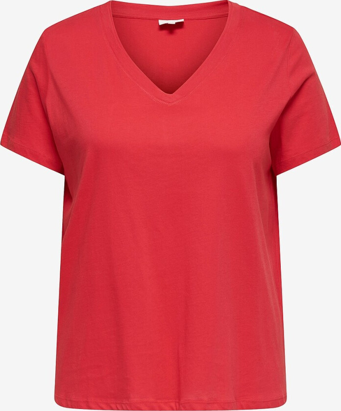 Topp carAlison S/S V-neck Reg Tee - Rød