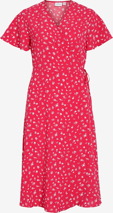 Omslagskjole viLovie S/S Wrap Midi Dress - Rød