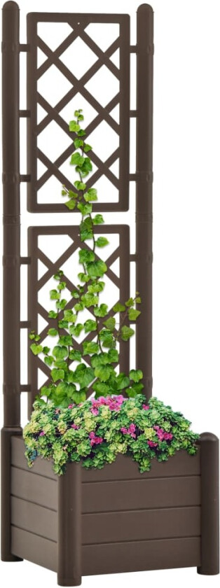 Plantekasse med espalier 43x43x142 cm PP mocca