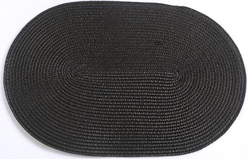 Sett med 6 for spisebord, vaskbar, vevd vinyl, sklisikker, 45x30 cm, bordbrikke, varmebestandig, holdbart bordskåner, lett å rengjøre (Oval B