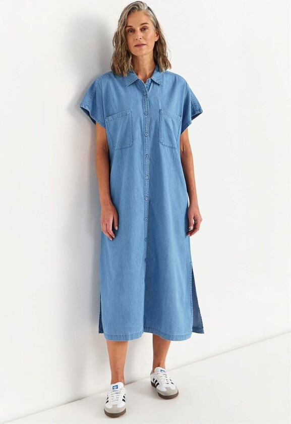 Supermyk denimkjole med sidelommer