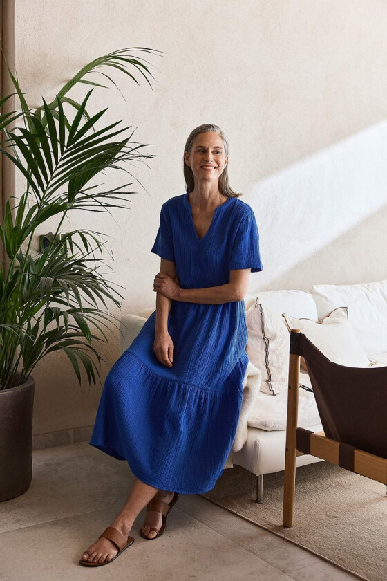 Kjole i rynket bomull