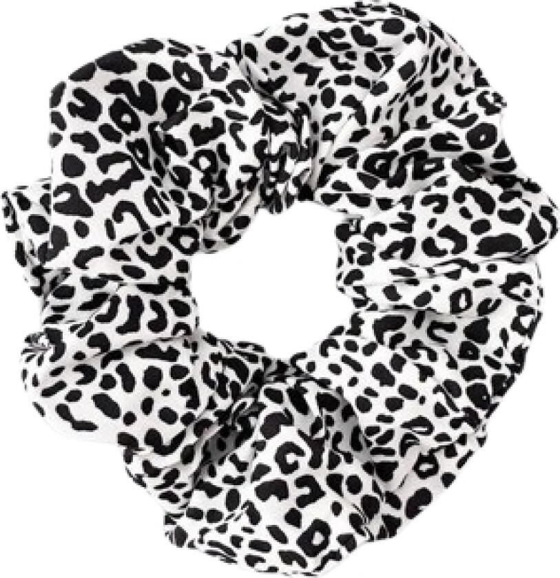 Hårbånd - Scrunchie - Sateng - 12 cm - Leopard - Svart/hvit