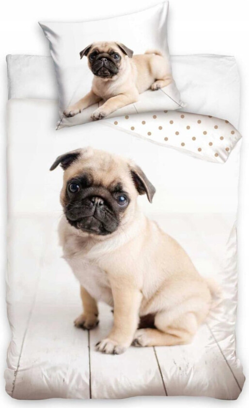 Hund Mops Sengetøy Sengesett 140x200+70x90 cm