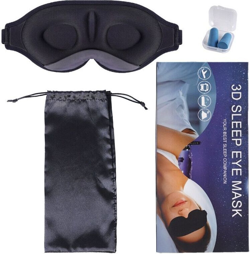 3D sovemaske med ørepropper