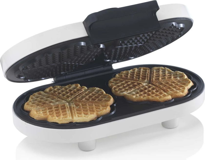 Vaffeljern dobbelt hjerteformet Hvit