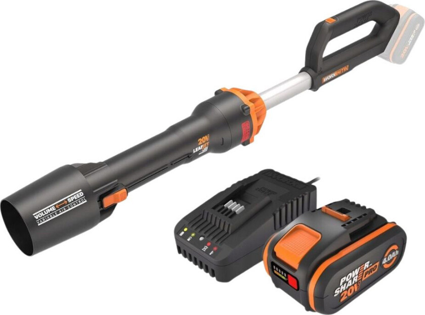 WG543E Løvsuger - 18V, maks 209 km/t, 4.0Ah batteri