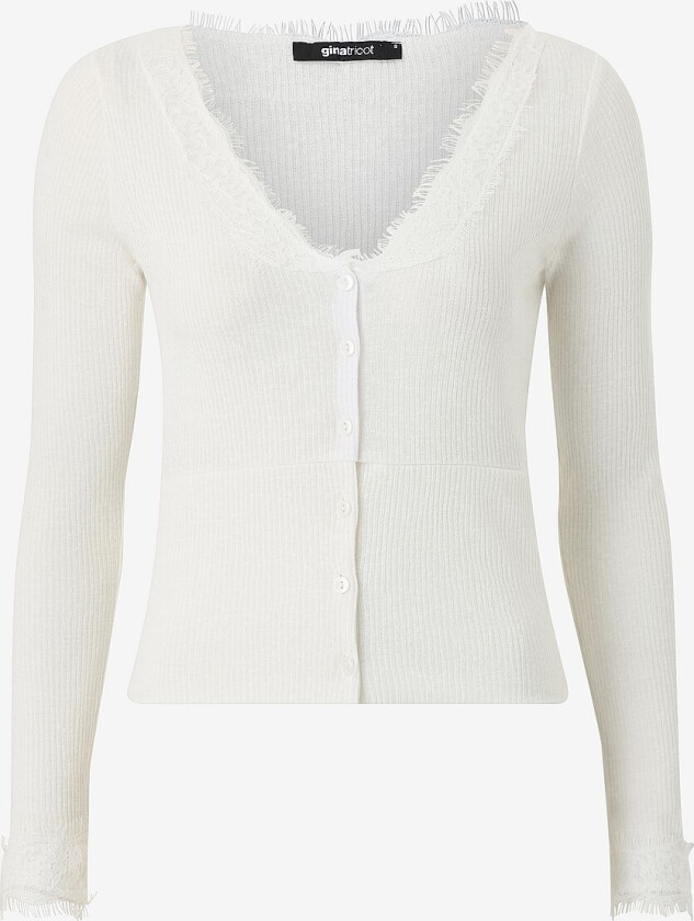 Topp Lace Detail Button - Hvit