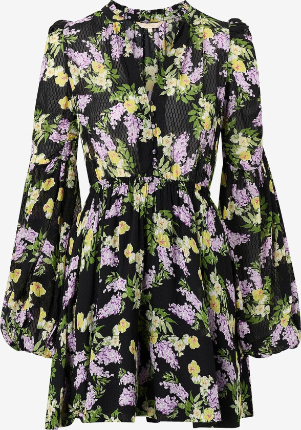 Kjole Dotted Georgette V-neck Dress - Svart