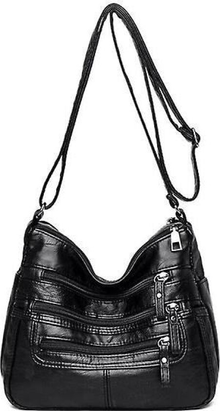 Liten Messenger-veske for kvinner i PU-skinn, skulderveske lommebok håndveske dame crossbody lett meser flere rom—yux