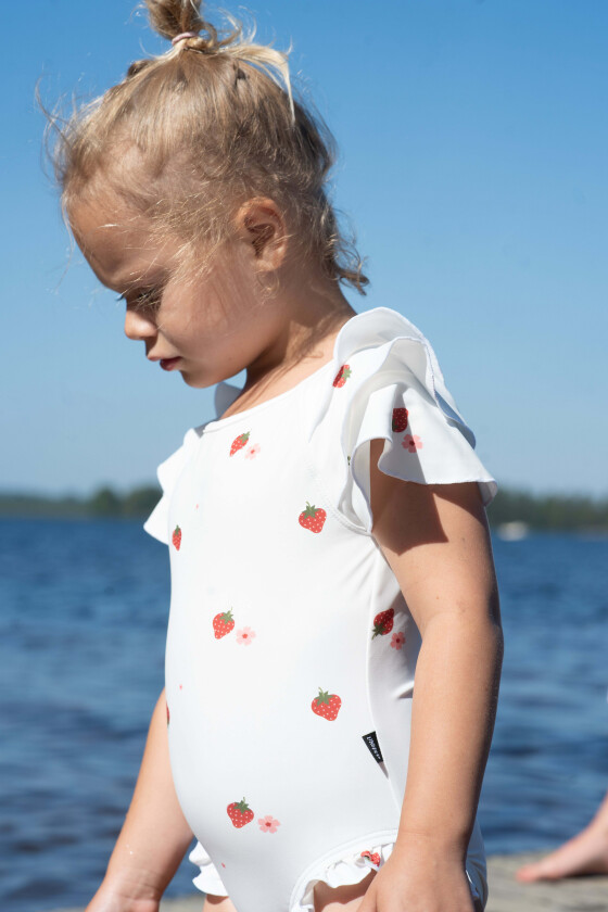 Gracie Badedrakt, Offwhite/Pink, 74-80 - Badetøy - Elastan,Nylon