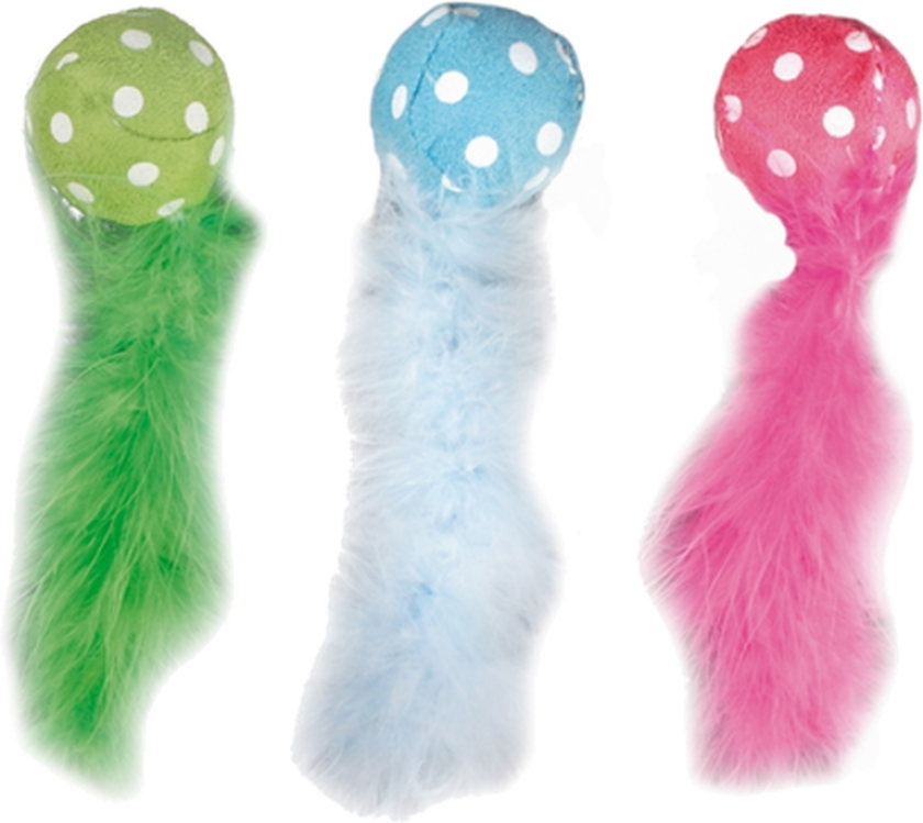 Polka fjærball rosa 15 cm - Katt - Katteleker & viftepinner - Baller og lekeballer - Flamingo