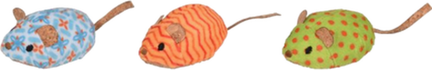 Katteleke Kirk Mice Mix 13 cm - Katt - Katteleker & viftepinner - Mus og lekemus - Flamingo