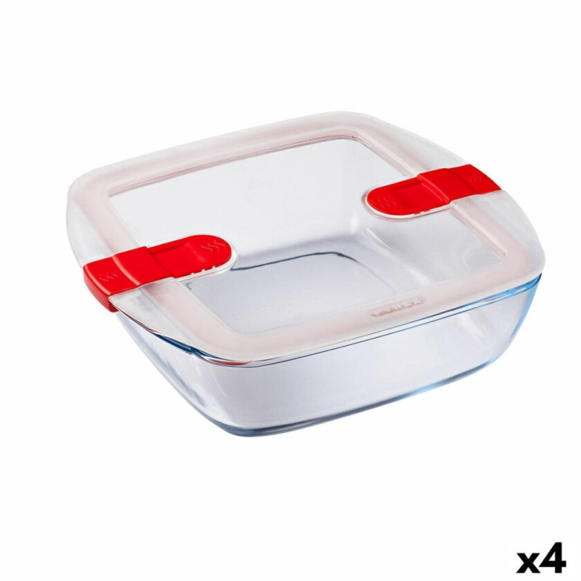 Hermetisk matboks Pyrex Cook & Heat 25 x 22 x 7 cm 2,2 L gjennomsiktig glass (4 enheter)