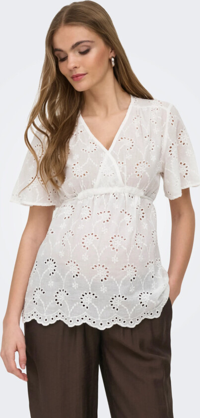 Olmstephanie S/S Wrap Top Wvn - White - XL