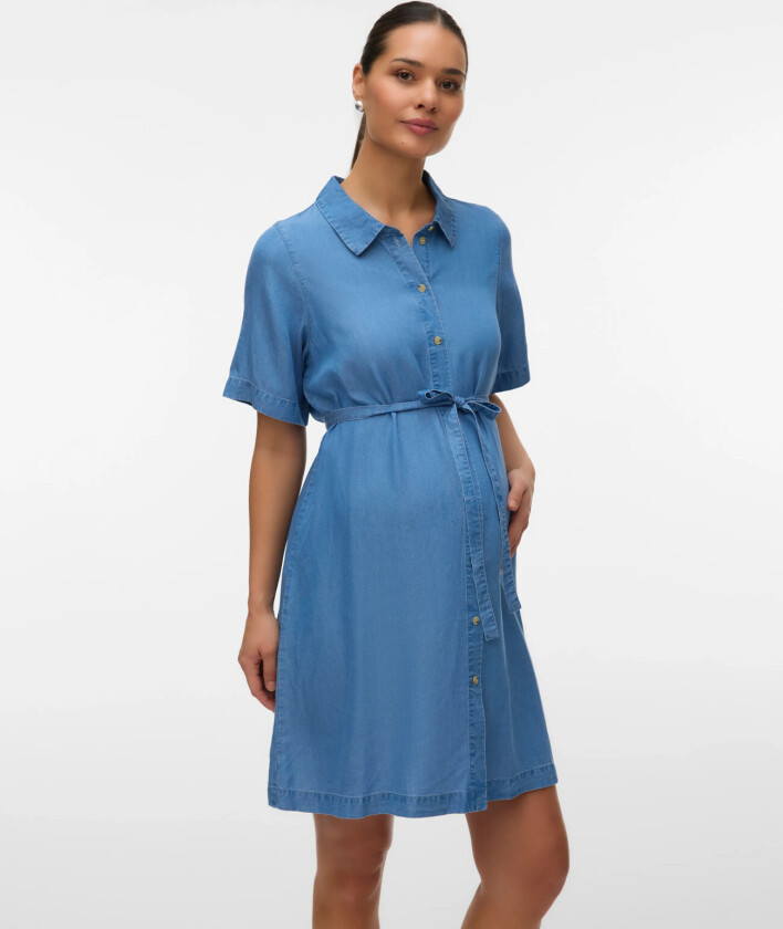 Vmmbree Ss Short Tencel Shirt Dress - Blue - XS