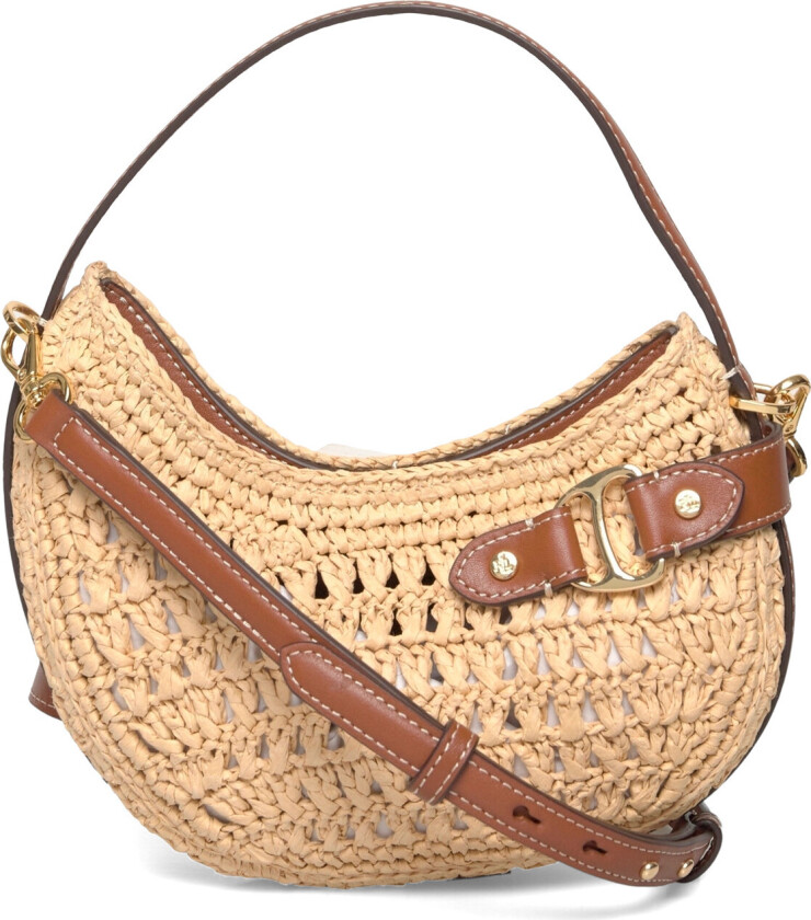 Woven Straw Small Tasha Crossbody Bag - Brown - ONE SIZE