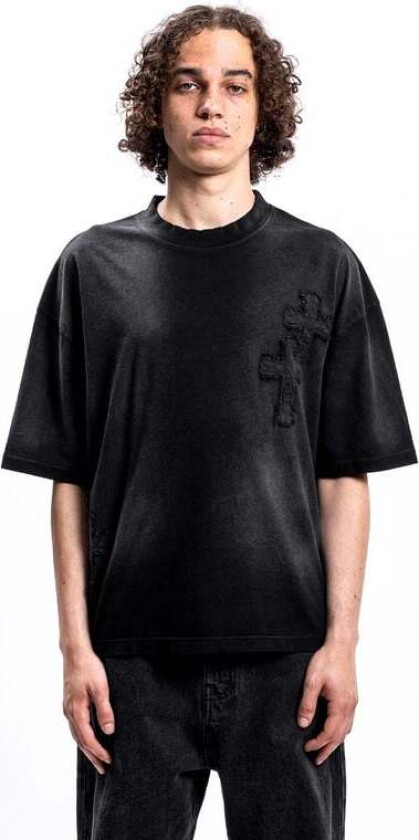 T-skjorte - CROSS PATCHES BLACK WASHED T-SHIRT - S til XXL - Herrer - svart