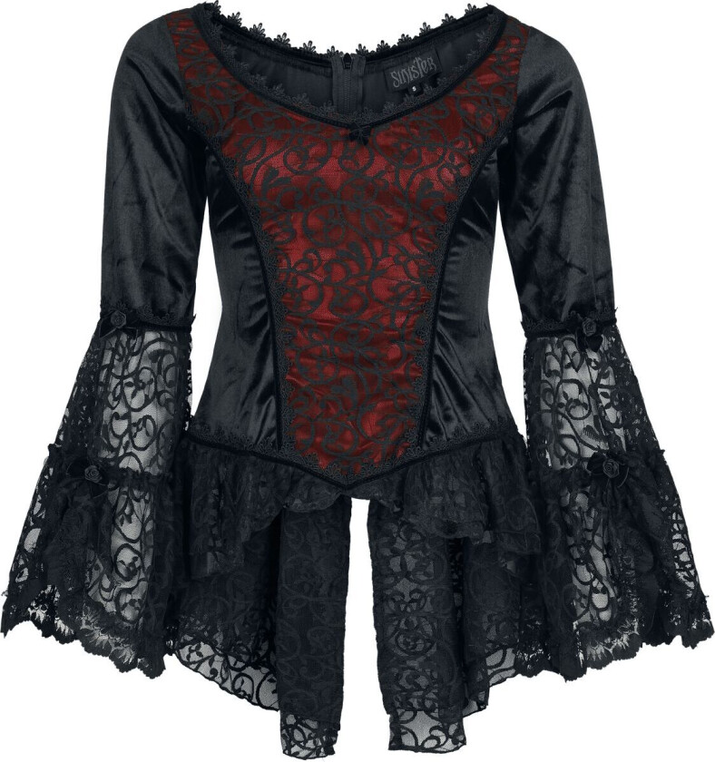 Bilde av Goth T-skjorte - Gothic Top - S til 4XL - Damer - svart-rød