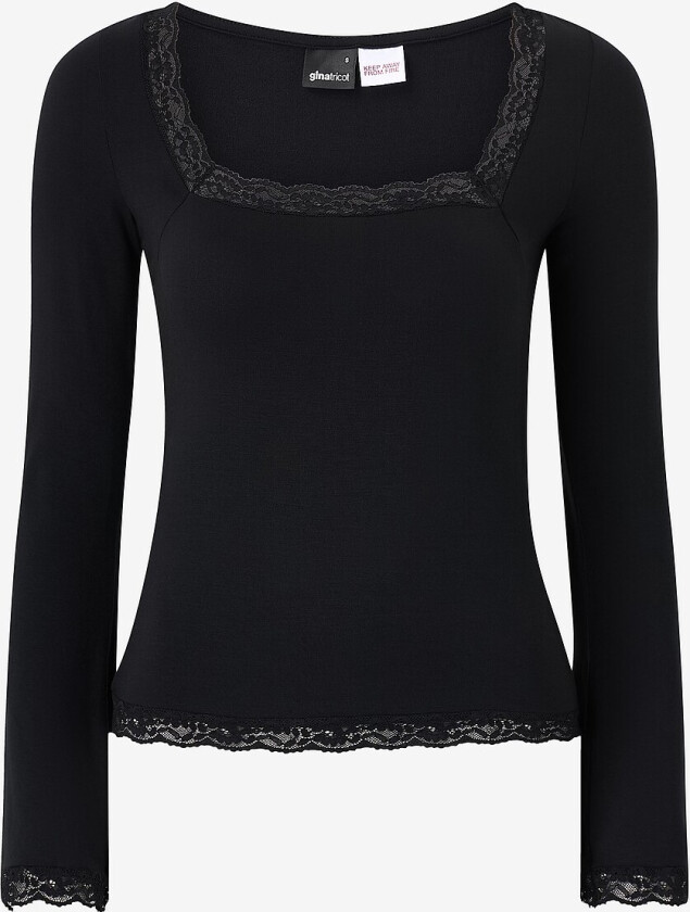 Topp Square Neck Lace - Svart