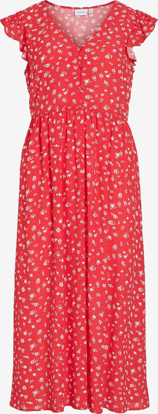 Kjole viHibiki Bis V-neck C/S Midi Dress - Rosa