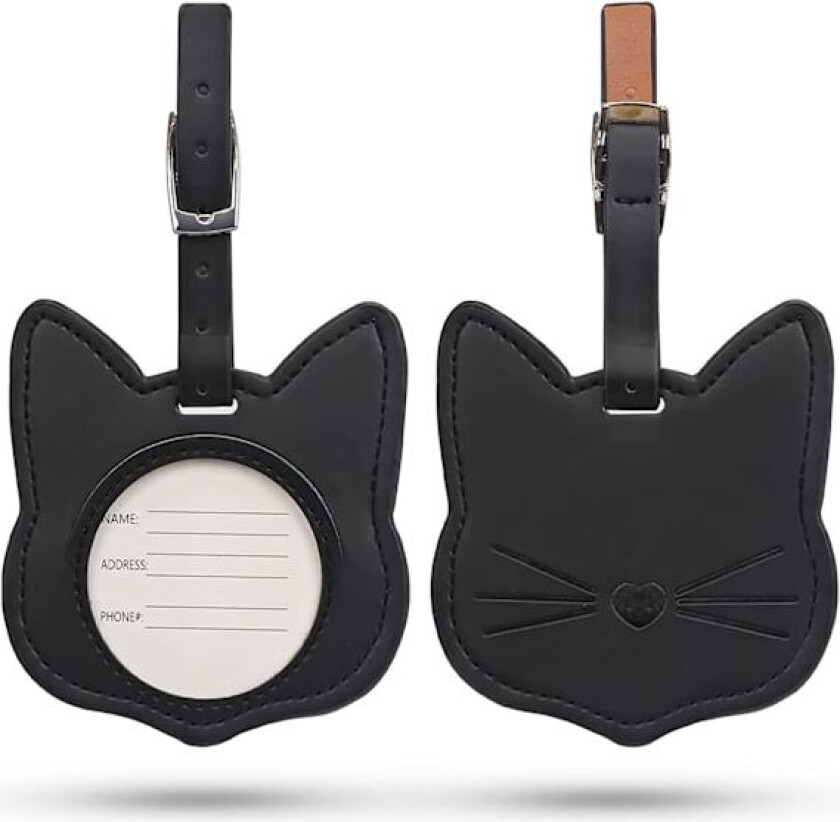 Bilde av 2 stk Koffertmerker, Bagasje Tags Reise Koffertmerker (Svart), Katt