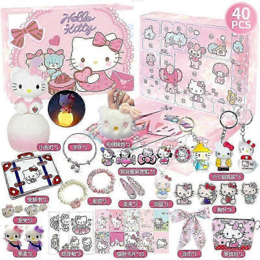 2025 Adventskalender Sanrio HelloKitty Kalender Blind Box, 24 dager nedtelling til jul gave