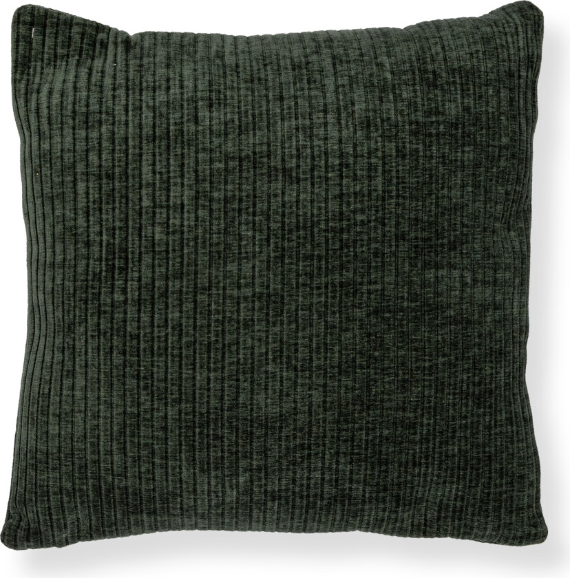 Pyntepute 45x45 cm - Mørkegrønn sofapute med fløyelslook - Myk pute til sofaen - Borg Living