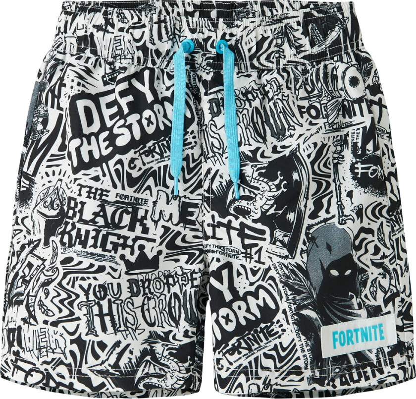 Badeshorts - NkmMarki - Bright White/Fortnite - - 7 år (122) - Badetøy