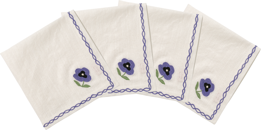 Pansy Serviett Madelen Möllard x 4-pk - Servietter & Tilbehør Bomull Blå - T09454501SS26-454