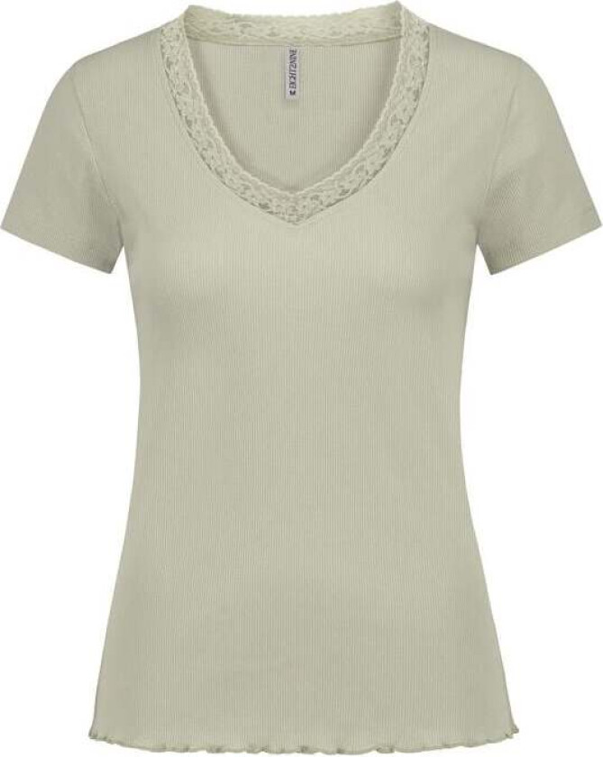 T-skjorte - T-SHIRT WITH LACE - XS til XL - Damer - grønn