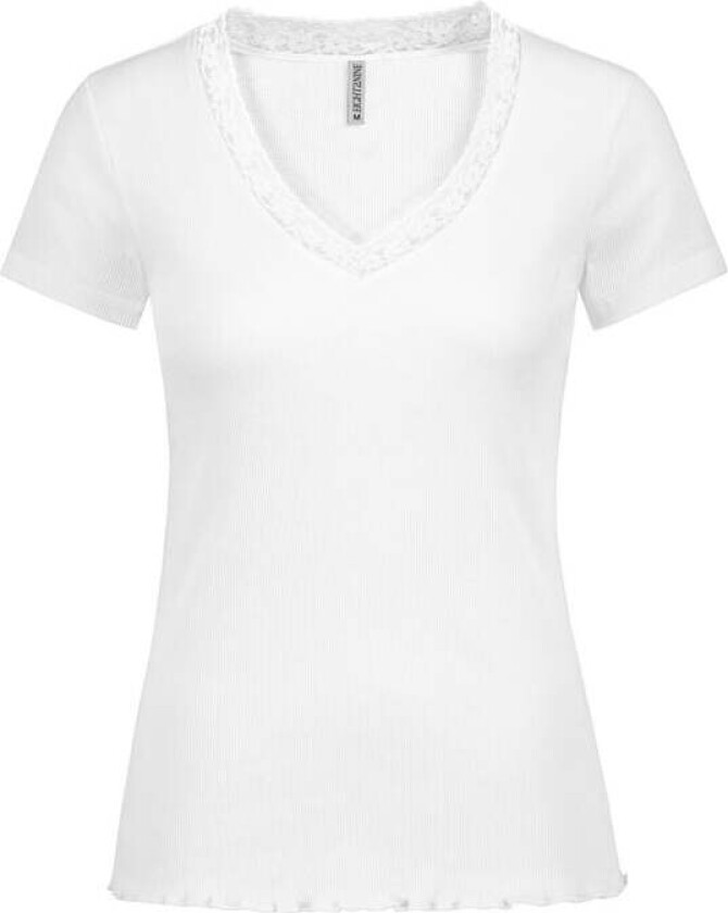 T-skjorte - T-SHIRT WITH LACE - XS til XL - Damer - hvit