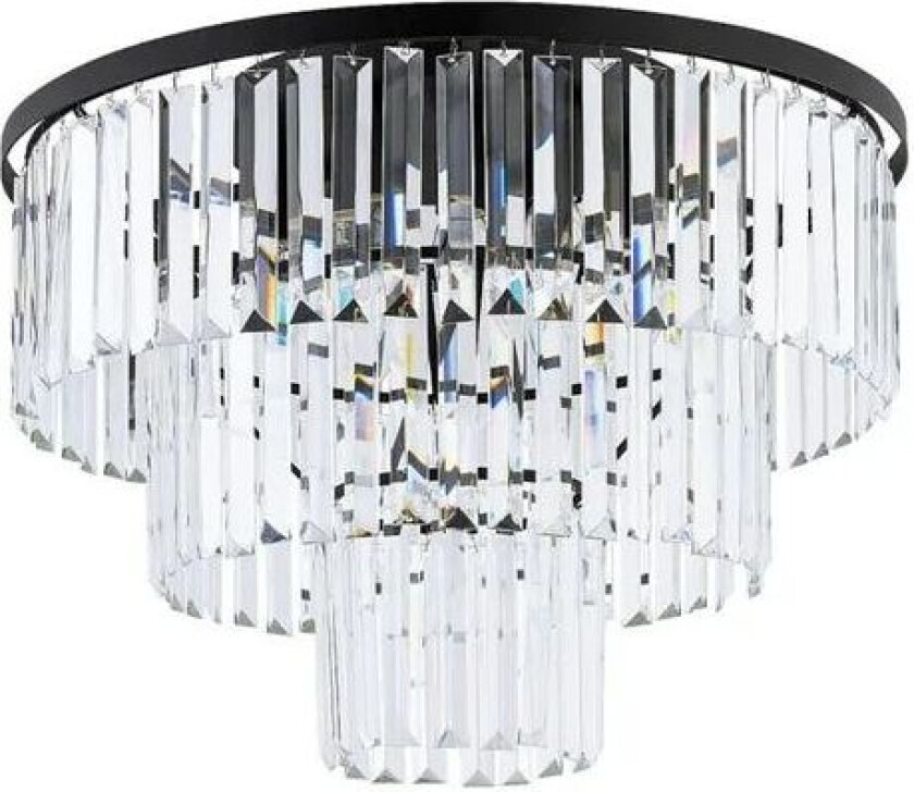 Cristal taklampe, gjennomsiktig/sort, Ø 56 cm