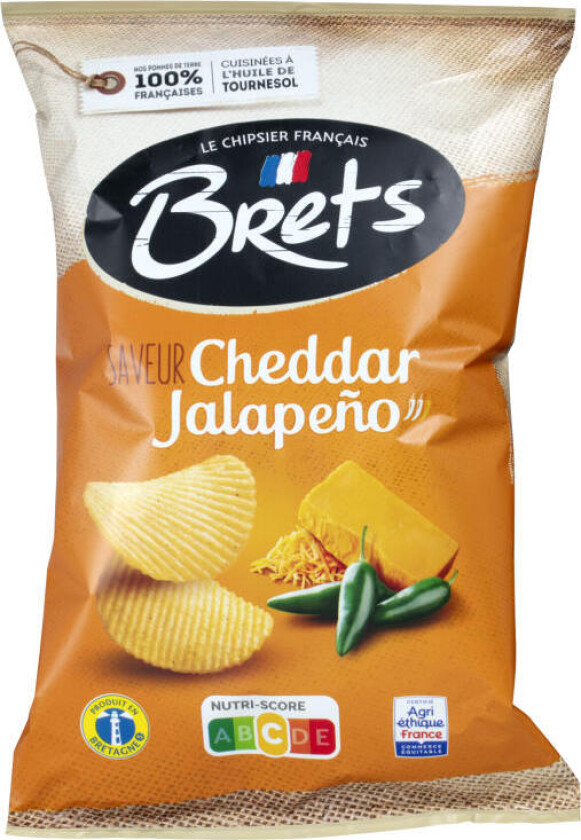 Potetchips Fransk potetchips med smak cheddar og jalapeño.