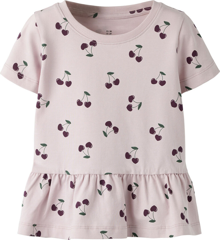 T-skjorte - NmfFiora - Violet Ice/Kirsebær - - 5 år (110) - T-skjorte