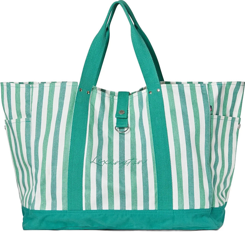 Organic Cotton Herringbone Beach Bag - Green - ONE SIZE