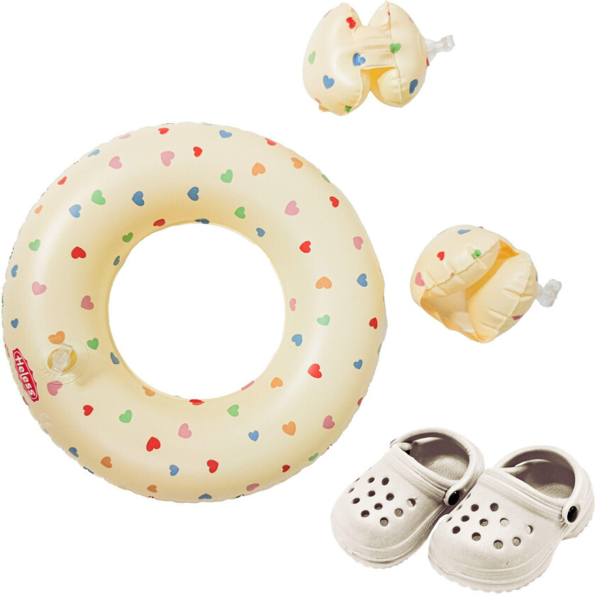 Heart Confetti Dukke-badesett med badering og badevinger ??? Passer til 35-45 cm dukker, fra 3 ??r