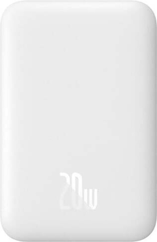 Airpow 6000mAh 20W Power Bank with Simple USB-C Cable (20V/3A) 30cm - White Nødlader - Hvit - 6000 mAh